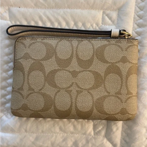 Coach Tan and Cream Signature Wristlet - Picture 4 of 7
